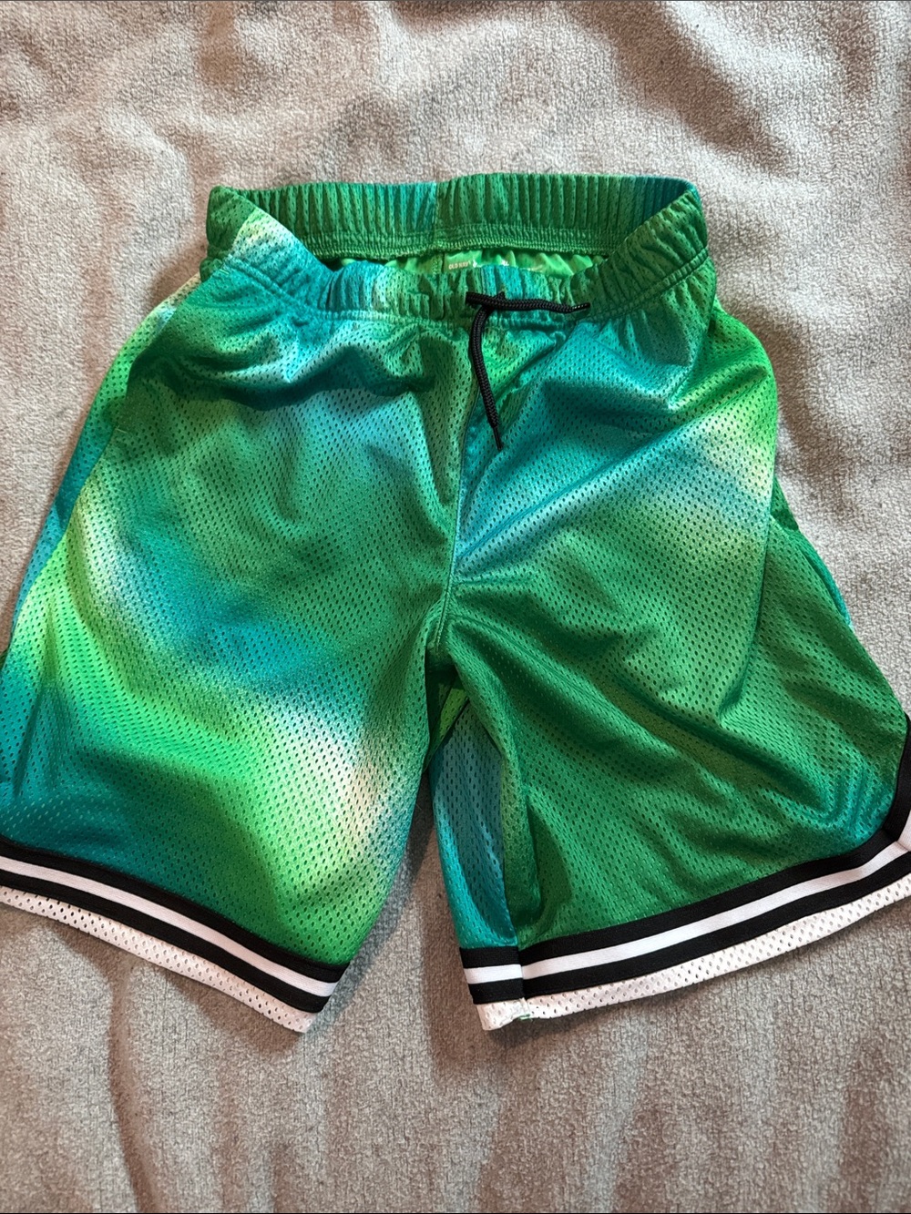 Kids Green Mesh Athletic Shorts with Drawstring